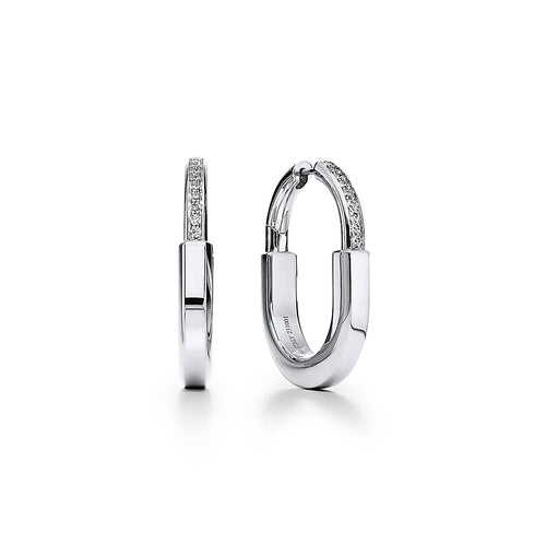 18K Tiffany Lock Diamonds Medium Earrings