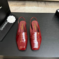 Chanel Red Glossy Slingback Loafers
