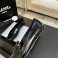 Chanel Black Patent-Leather Loafer with CC Detail