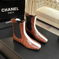 Chanel Paris Brown Textured Chelsea Boots