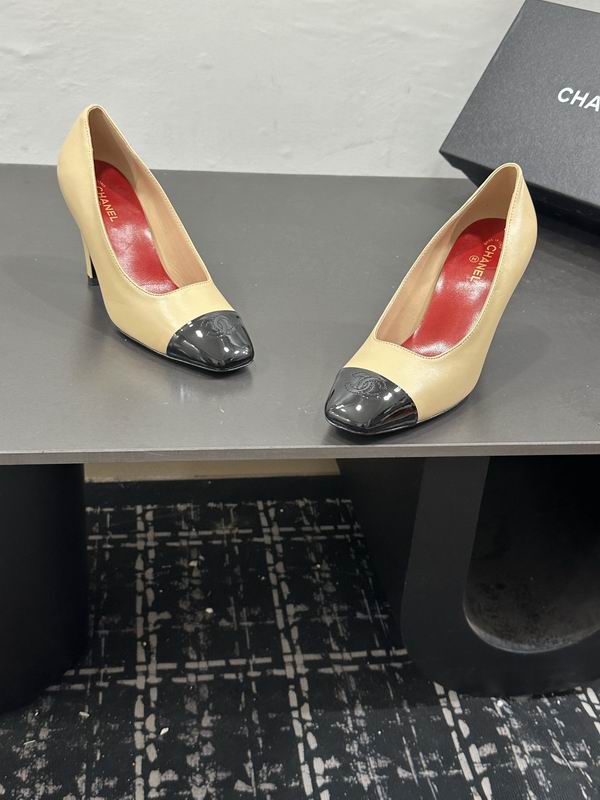 Chanel Beige & Black Cap-Toe Pumps