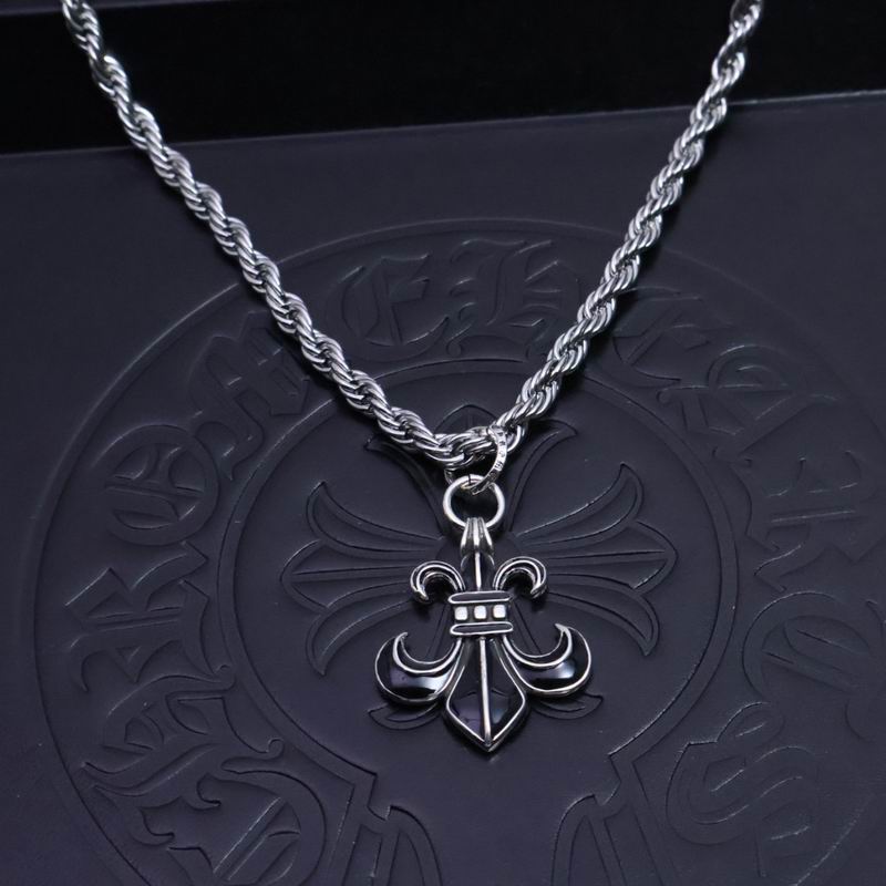 Silver-Tone Fleur-de-Lis Pendant Necklace