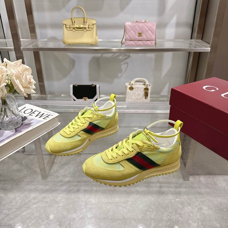 Gucci Yellow Web Stripe Low-Top Sneakers