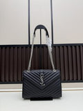 YSL Black Chain-Detail Structured Handbag