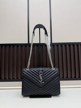 YSL Black Chain-Detail Structured Handbag
