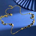 YSL Gold-Tone Black Oval Accent Chain Necklace