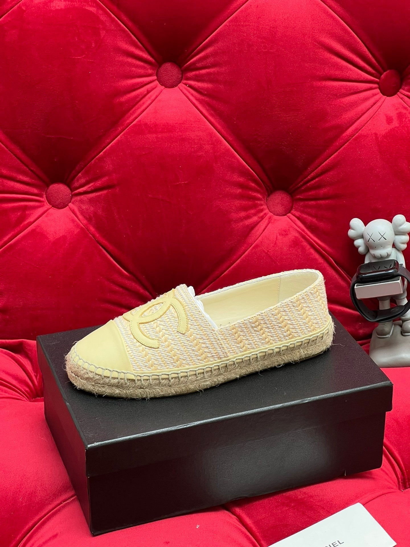 CHANEL WOVEN LOAFERS IN DARK CREAM FABRIC
