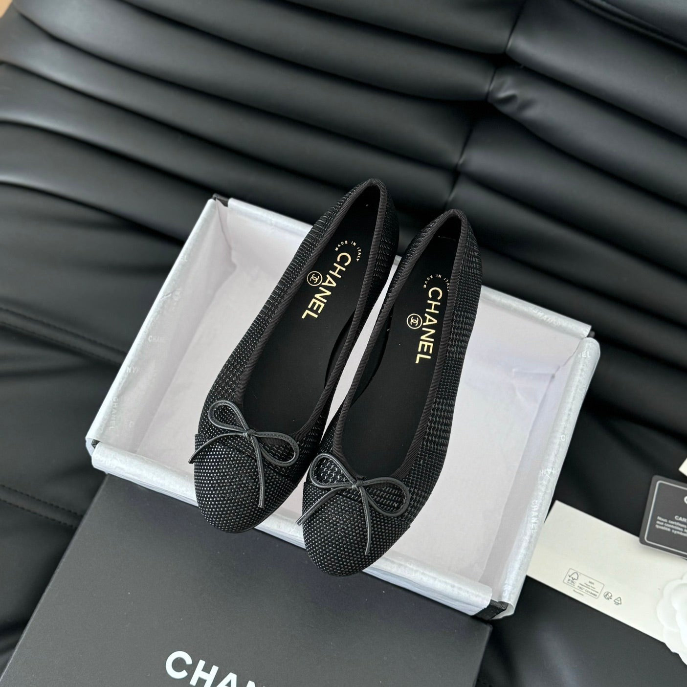 CHANEL CLASSIC BALLET FLATS BLACK LAMBSKIN